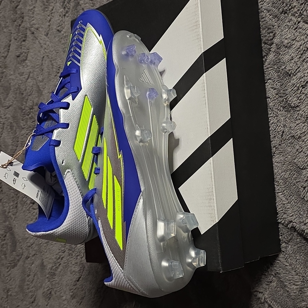Adidas F50 Cleats in Blue and Neon Yellow - Picture 3 of 3